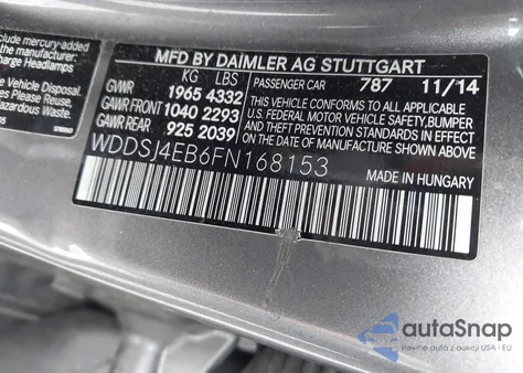 2015 Mercedes-Benz Cla 250 из США, поврежденный, VIN WDDSJ4EB6FN168153